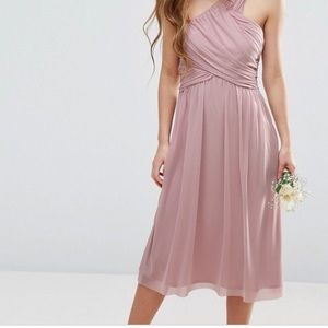 ASOS Bridesmaid Ruched Mesh One Shoulder Dress